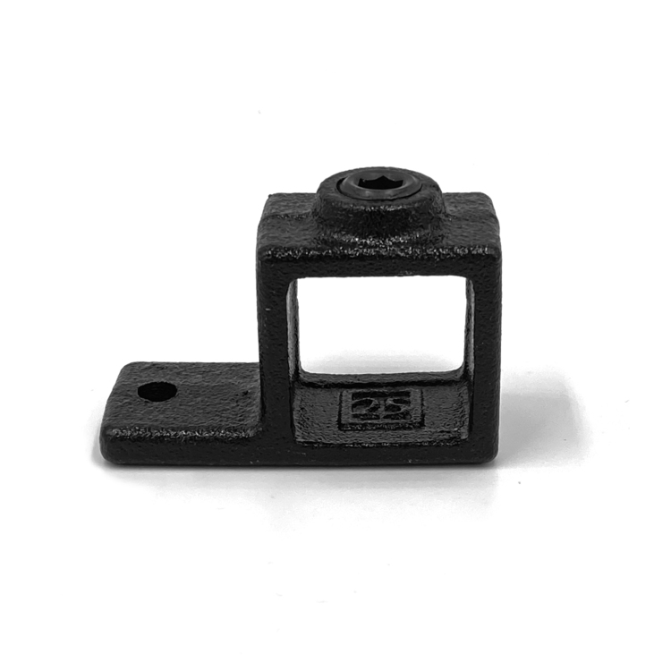 Rohrverbinder für Plattenbefestigung für quadratische Rohre, schwarz - 40 mm