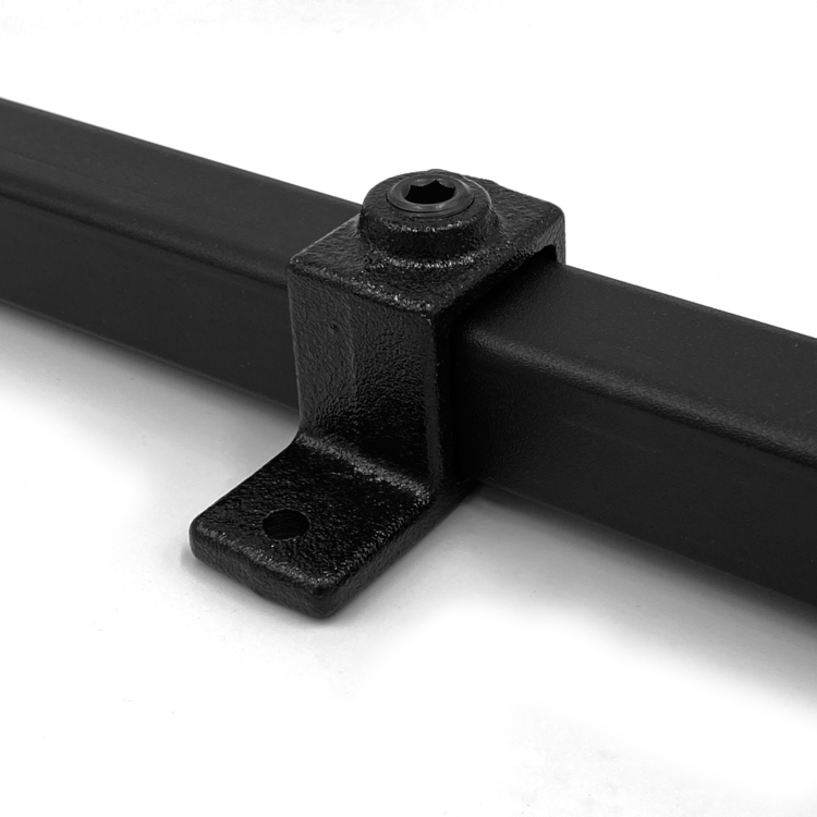 Rohrverbinder für Plattenbefestigung für quadratische Rohre, schwarz - 40 mm